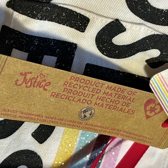 New Justice size Small (7/8) crop short sleeve glitter shirt - Picture 7 of 13